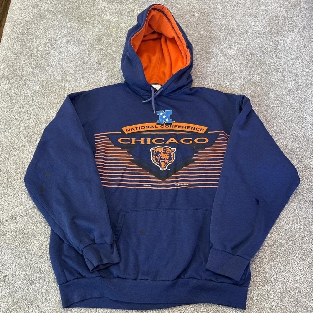 Vintage 1994 Chicago Bears Hoodie XL Teamwork Tag Made in USA NFC NFL Sweatshirt